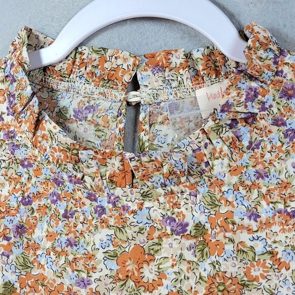 Hailey and Co Peasant Blouse Womens M Floral Fairy Ruffle Puff Sleeve Colorful - Picture 8 of 13